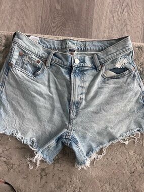 American Eagle Outfitters Light Wash Distressed Denim Cutoff Shorts, Size 4